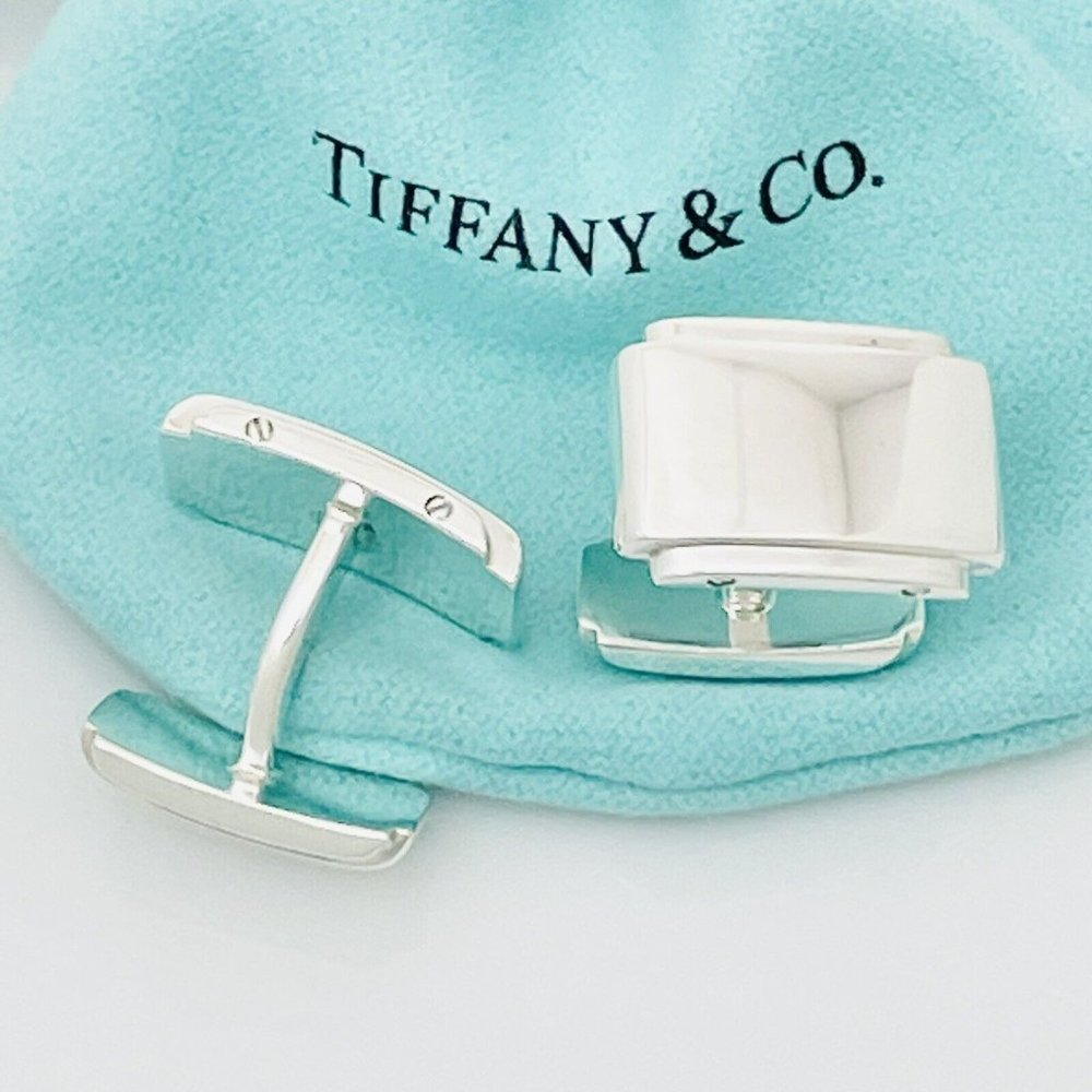 Tiffany Metropolis Cuff Links in Sterling Silver Engravable - Picture 6 of 8